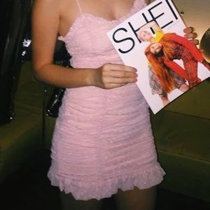 gorgeous form fitting pink mini dress